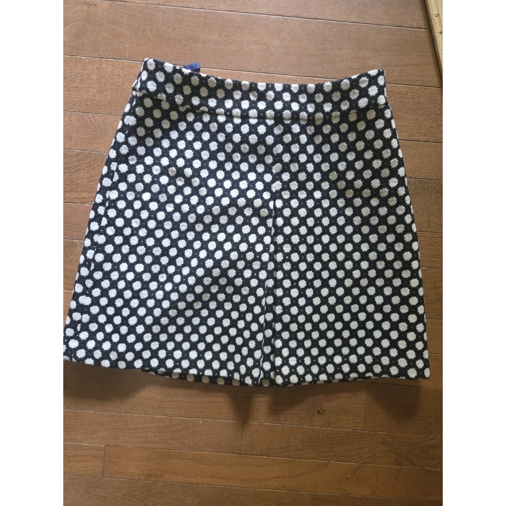 Boden Black & White Geometric Wool Blend A-Line Mini Skirt Size 10R